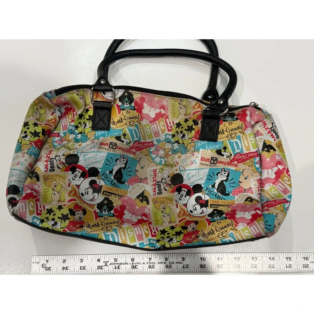 Disney Parks Comic Print Satchel Bag Mickey Minnie Mouse Vintage Poster Handbag